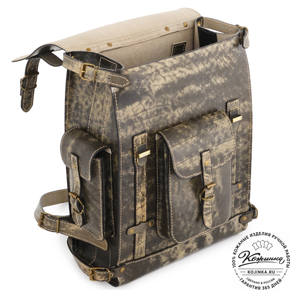 Кожаный ранец "Максимус 3" (пепел глянец)